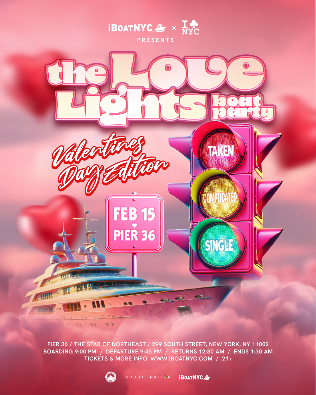 LOVE LIGHTS - Stop Light Valentine's Boat Party Yacht Cruise NYC