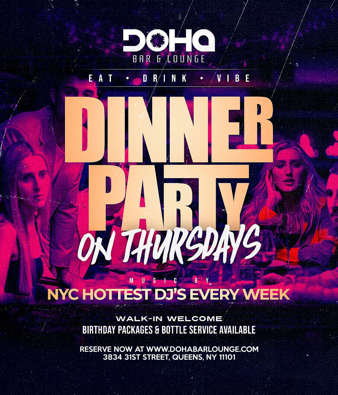 Thursday Dinner Party at Doha Bar Lounge