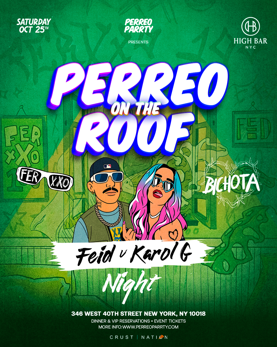 Buy tickets for Perreo on the Roof - Feid v Karol G Tribute Night at Highbar Rooftop NYC Perreo on the Roof - Feid v Karol G Tribute Night at Highbar Rooftop NYC