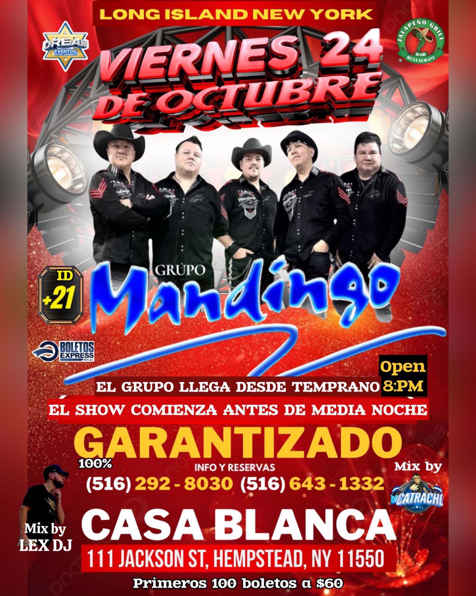 Buy tickets for Grupo Mandingo en Concierto / Hempstead NY / Viernes 24 Octubre / 100% Original Grupo Mandingo en Concierto / Hempstead NY / Viernes 24 Octubre / 100% Original