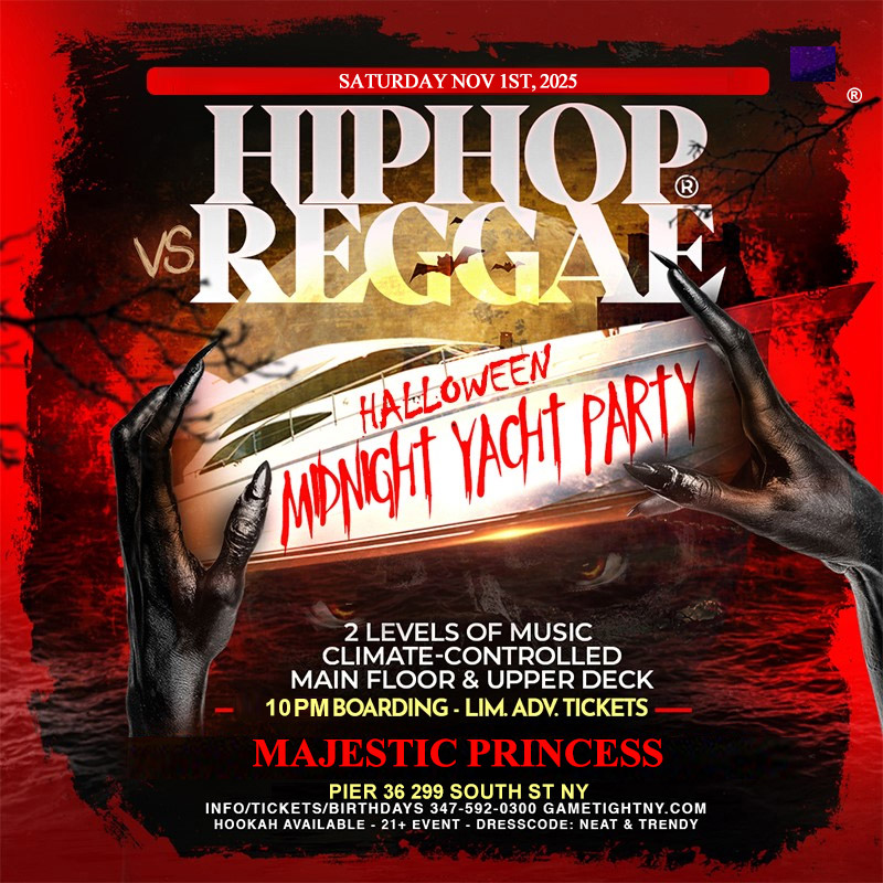 Buy tickets for HIP HOP VS REGGAE® NYC HALLOWEEN SATURDAY MIDNIGHT MAJESTIC YACHT 2025 HIP HOP VS REGGAE® NYC HALLOWEEN SATURDAY MIDNIGHT MAJESTIC YACHT 2025