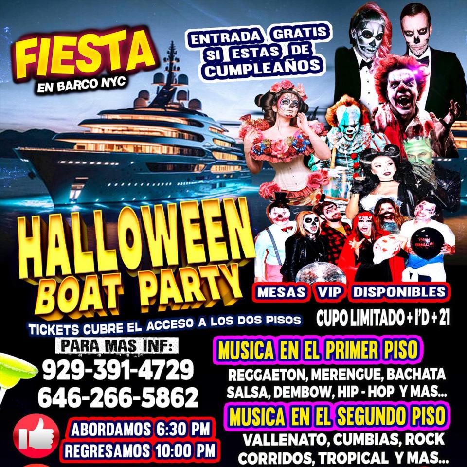 HALLOWEEN EN BARCO + $1500 CASH EN PREMIOS + DJ'S