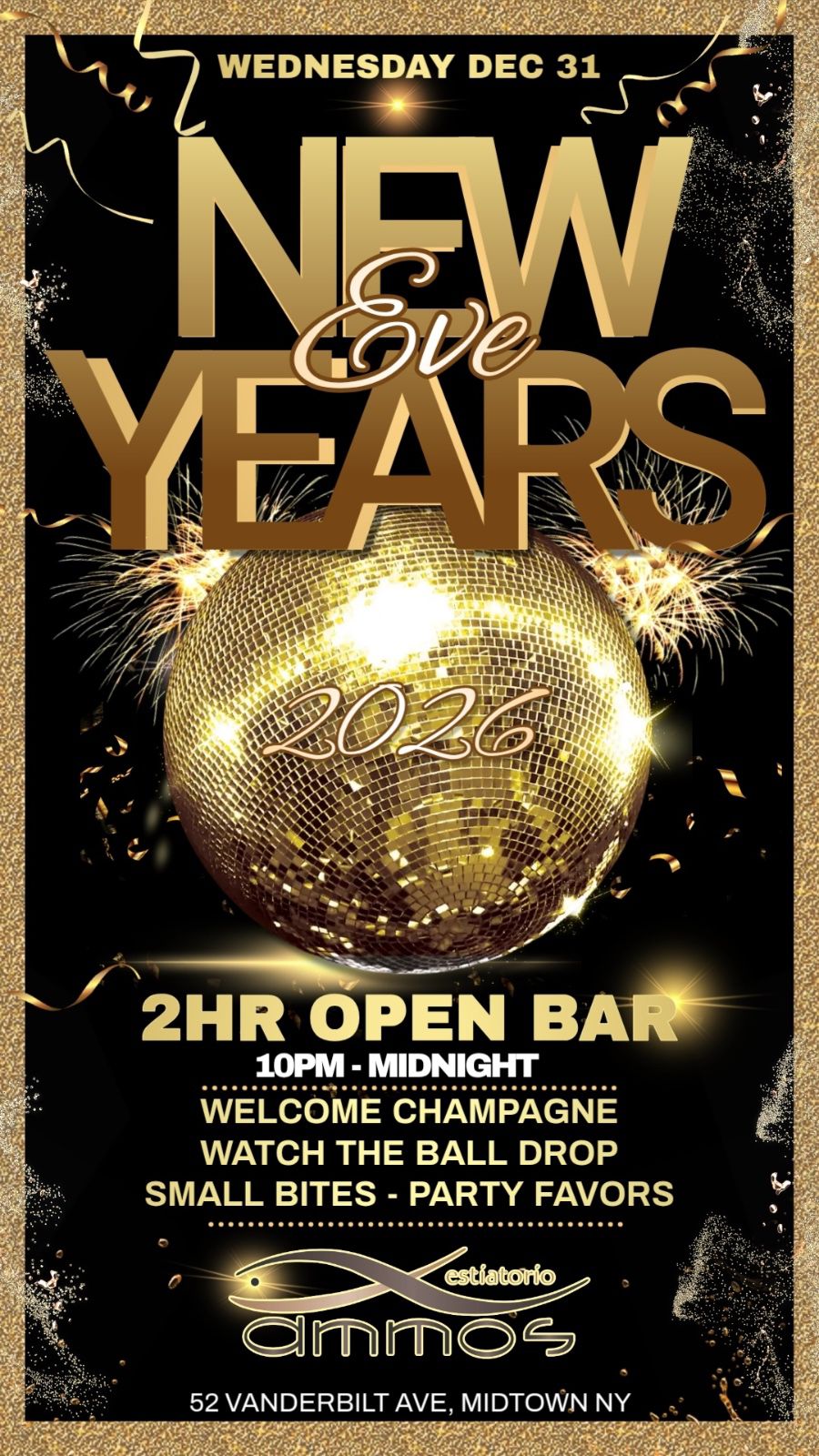 Open Bar New Years Eve at Ammos
