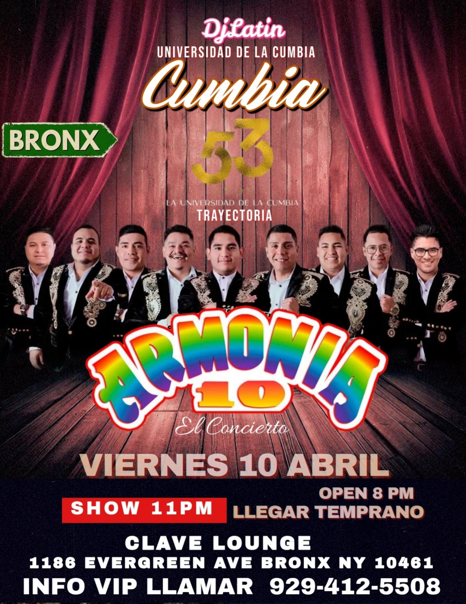 Buy tickets for ARMONIA 10 EN BRONX NY. ARMONIA 10 EN BRONX NY.