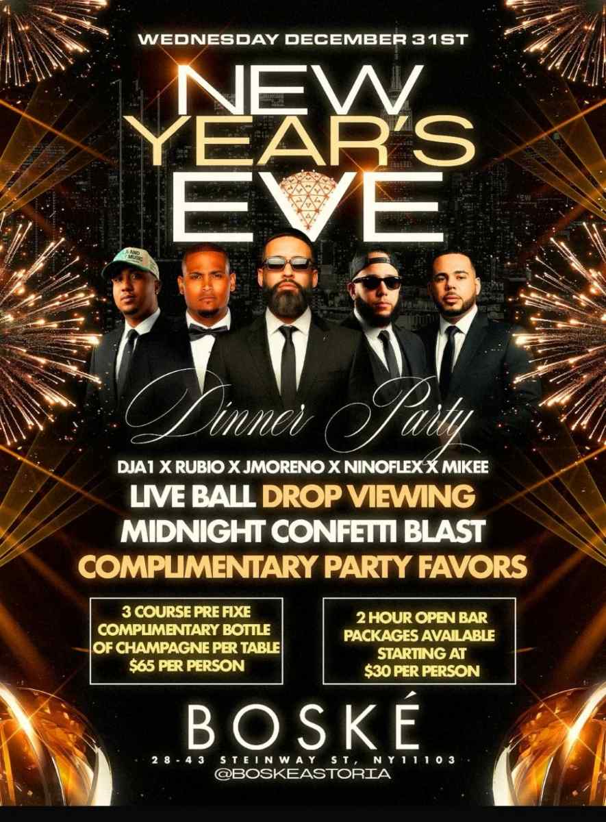 Boske Astoria New Year’s Eve 2026 – Dinner Party, DJs & Open Bar