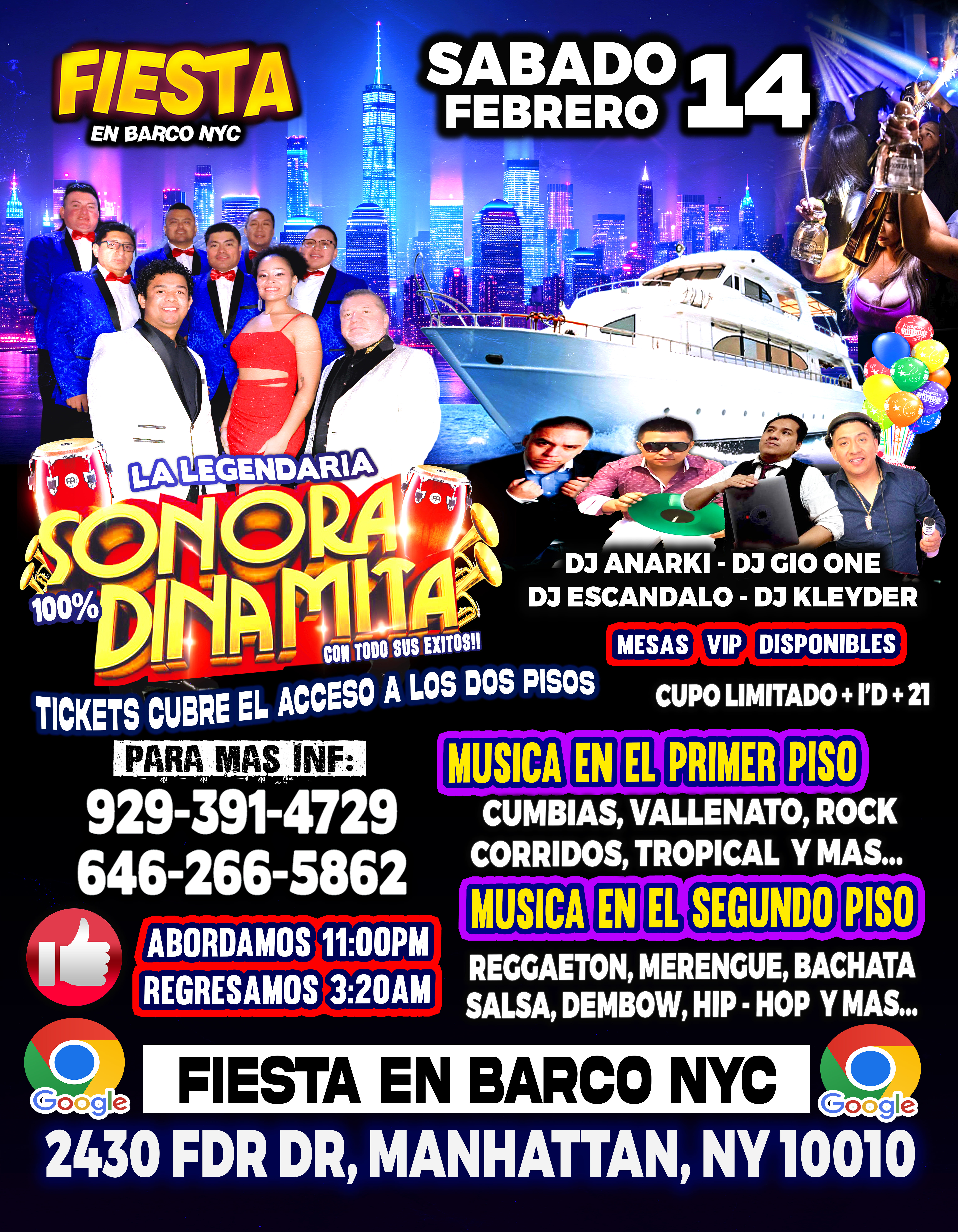 Buy tickets for SONORA DIAMITA EN BARCO + RADIO DJ'S + MANHATTAN NY SONORA DIAMITA EN BARCO + RADIO DJ'S + MANHATTAN NY
