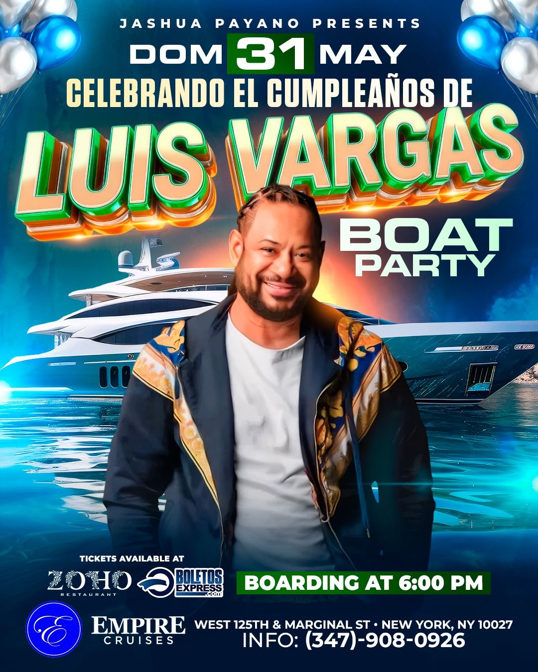 Buy tickets for LUIS VARGAS BOAT PARTY LUIS VARGAS BOAT PARTY