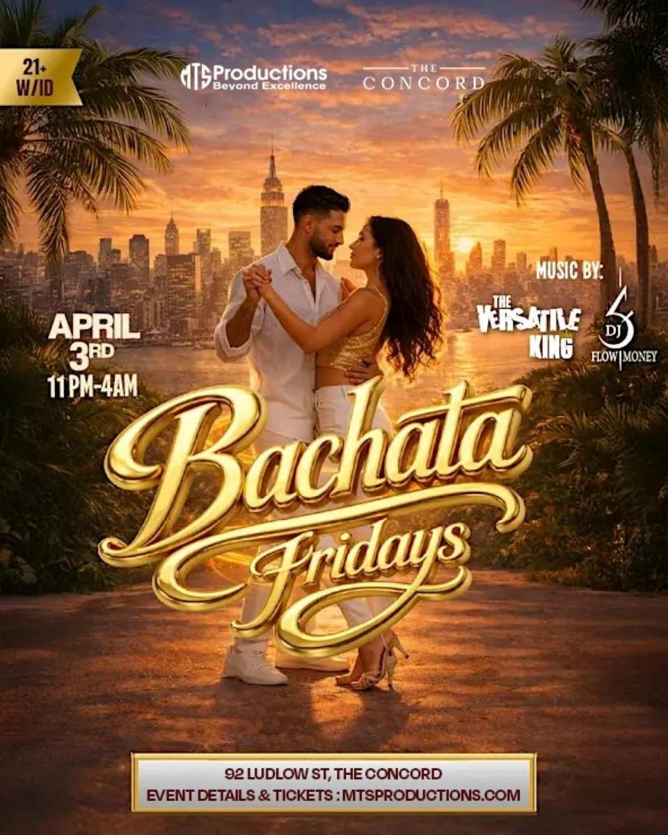 Buy tickets for Friday Bachata Night at Concord NYC | Traditional Bachata | April 3rd Friday Bachata Night at Concord NYC | Traditional Bachata | April 3rd