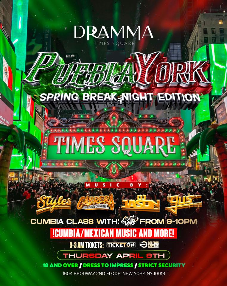 Buy tickets for PueblaYork Thursdays Times Square PueblaYork Thursdays Times Square