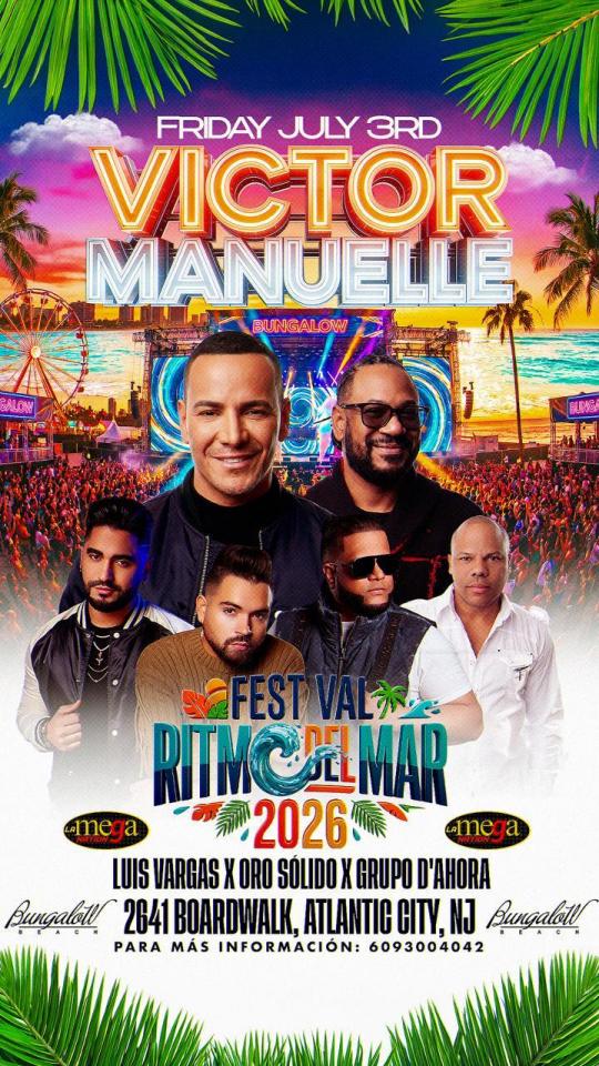 Buy tickets for Festival Ritmo Del Mar 2026 en Atlantic City | Victor Manuelle en Vivo Festival Ritmo Del Mar 2026 en Atlantic City | Victor Manuelle en Vivo