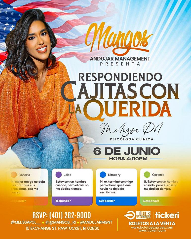 Buy tickets for MANGOS REST & LOUNGE PRESENTS: RESPONDIENDO CAJITAS CON LA QUERIDA MELISSA POL MANGOS REST & LOUNGE PRESENTS: RESPONDIENDO CAJITAS CON LA QUERIDA MELISSA POL