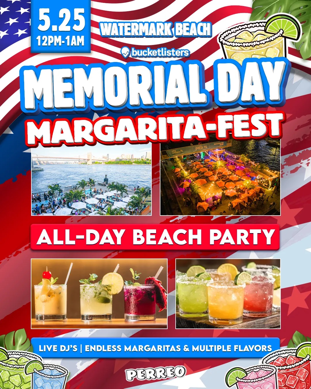 Buy tickets for Perreo on the Pier: Memorial-Day Margarita Fest ALL-DAY Beach Party Perreo on the Pier: Memorial-Day Margarita Fest ALL-DAY Beach Party