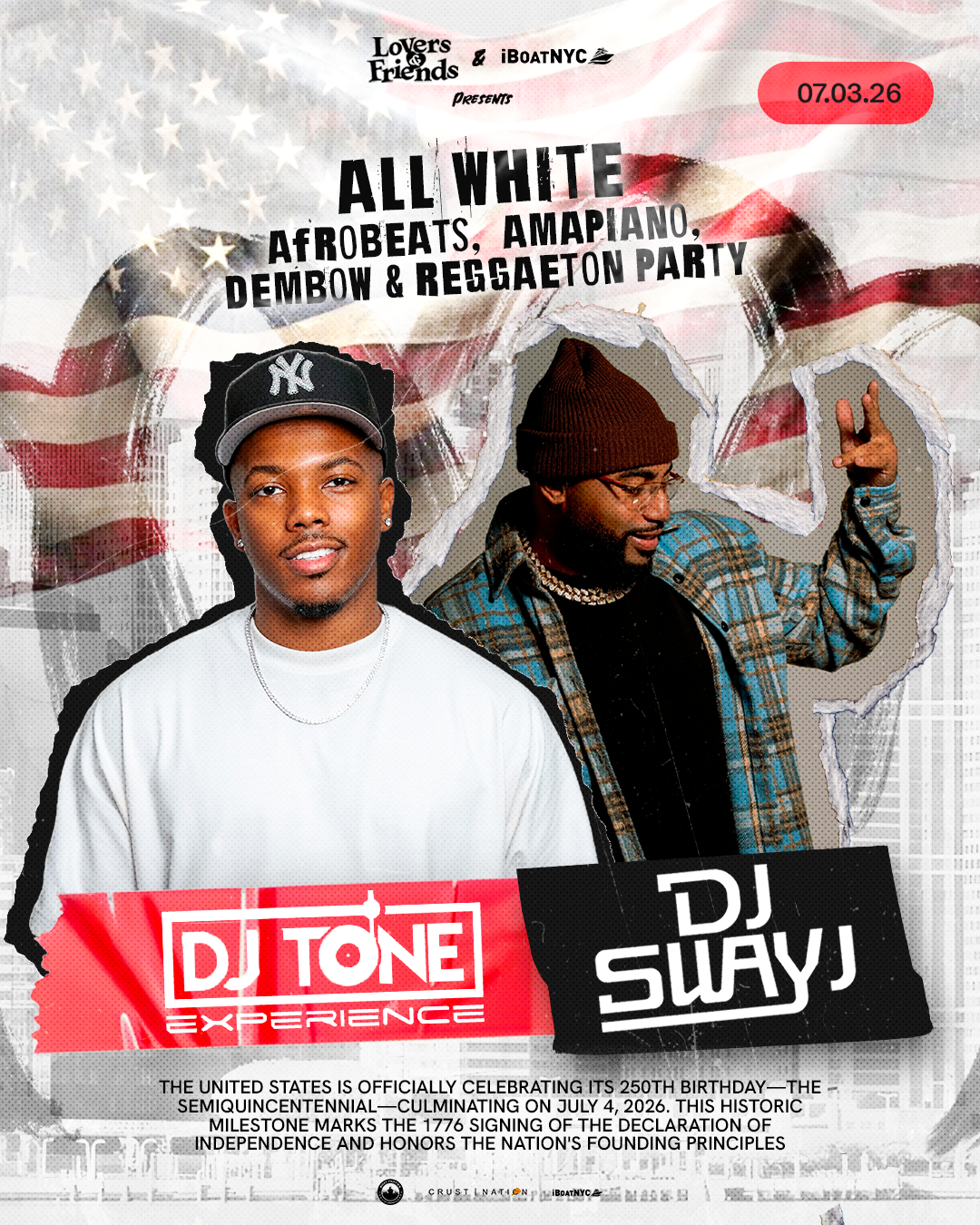 ALL WHITE Independence Day: DJ TONE & DJ SWAY J Boat Party