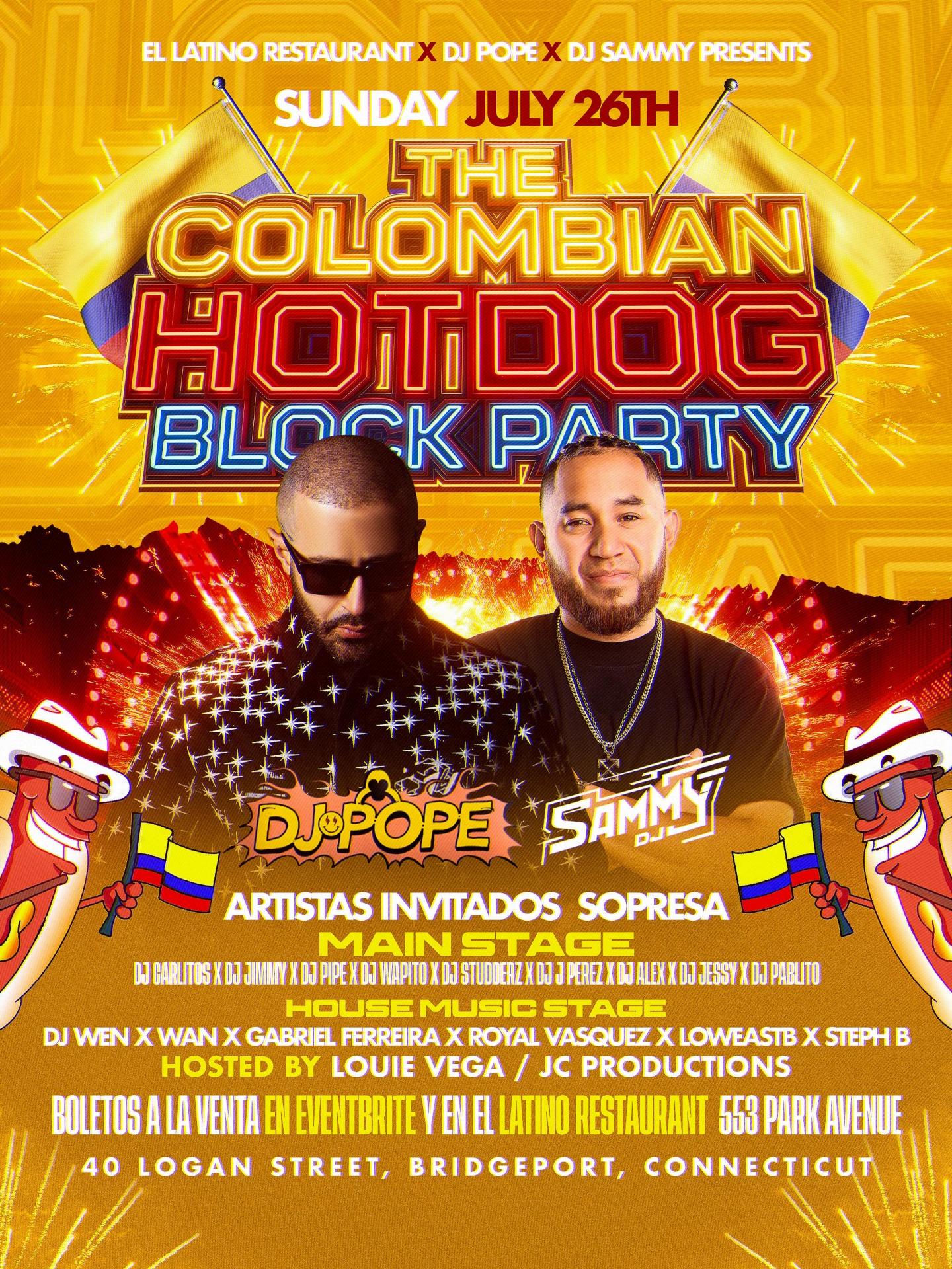 Buy tickets for THE COLOMBIAN HOT DOG BLOCK PARTY THE COLOMBIAN HOT DOG BLOCK PARTY