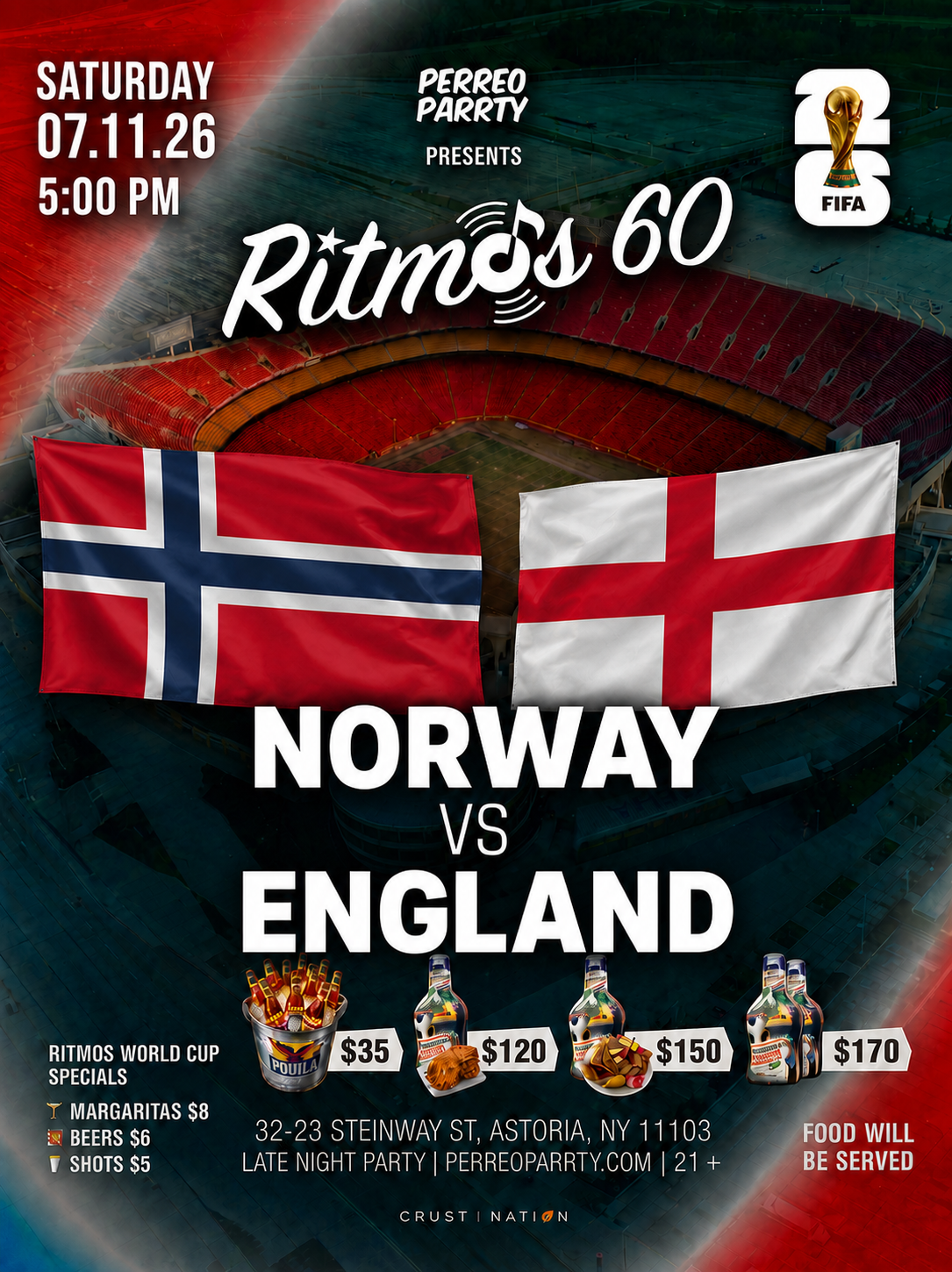 FIFA WORLD CUP 2026 WATCH PARTY: NORWAY vs ENGLAND at Ritmos 60 Bar