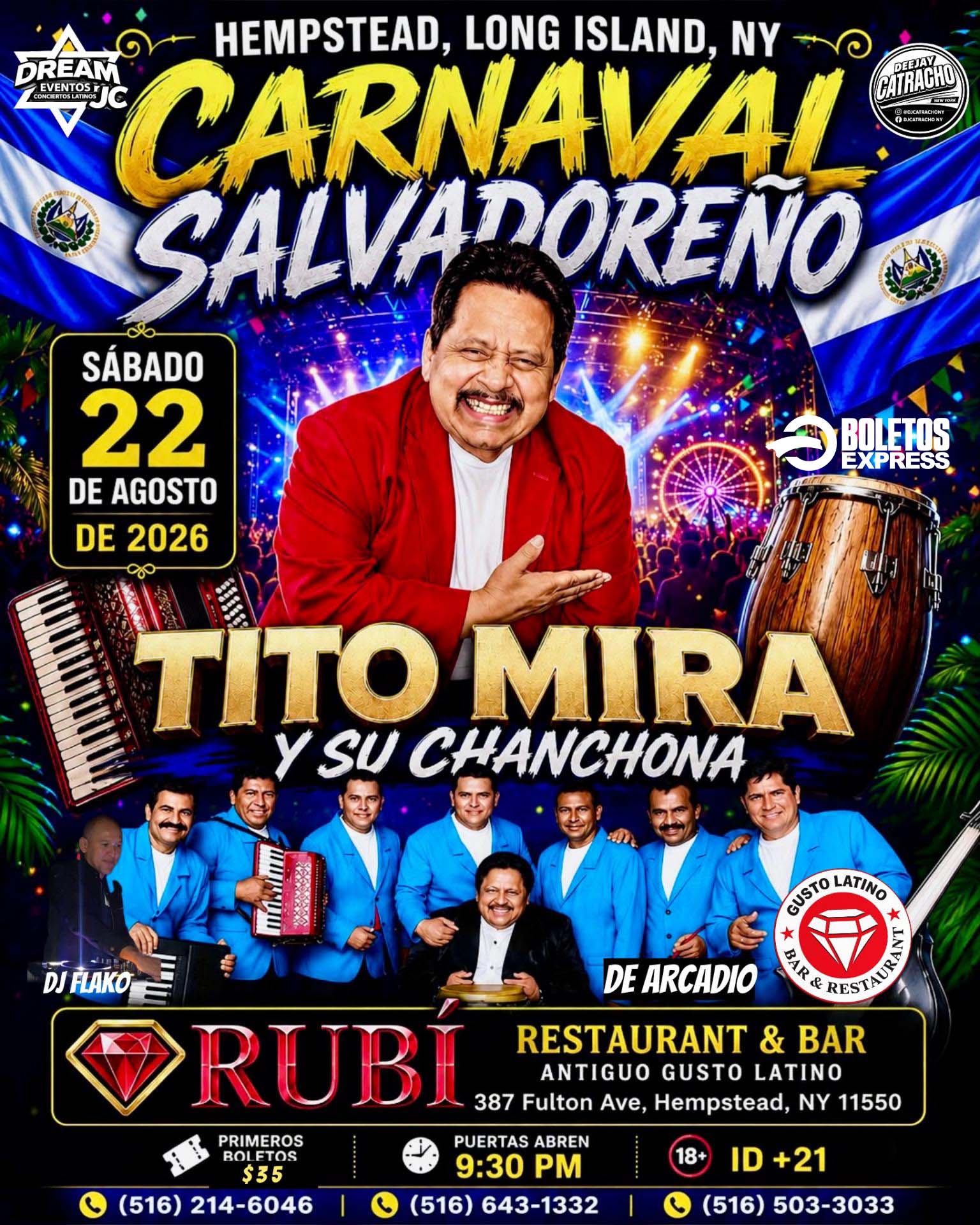 Buy tickets for Tito mira y sus chanchona de Arcadio / Hempstead NY Tito mira y sus chanchona de Arcadio / Hempstead NY