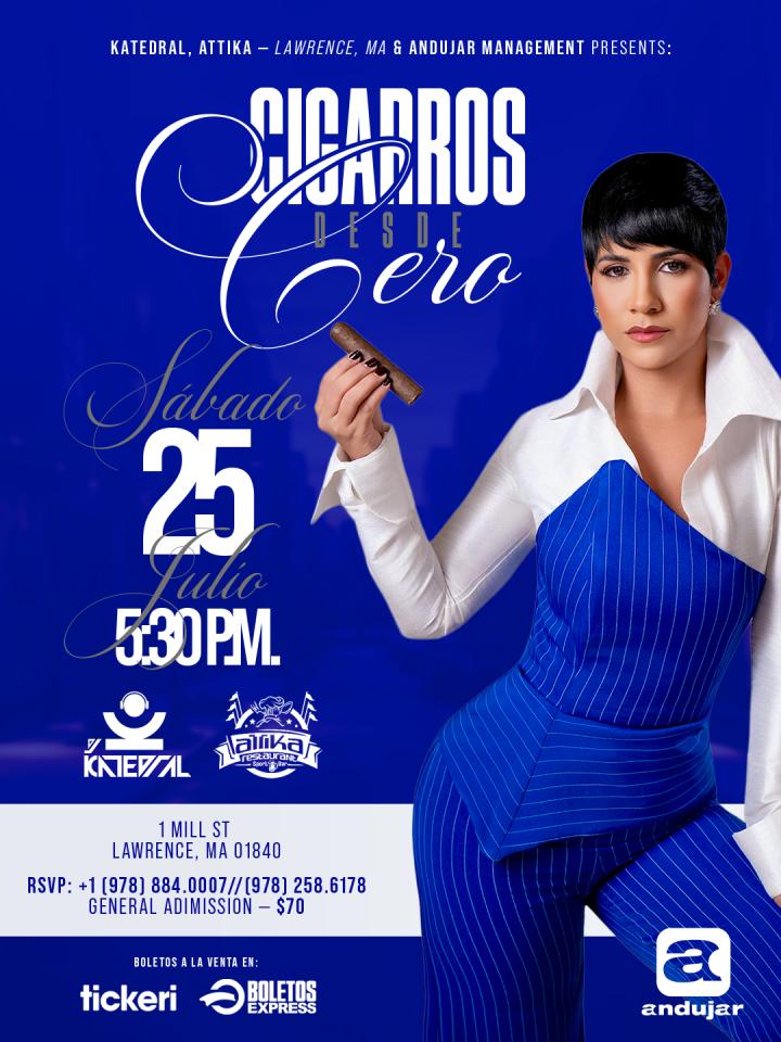 Buy tickets for Cigarros Desde Cero by Luisa Gomez en Attika Club Lawrence, MA Cigarros Desde Cero by Luisa Gomez en Attika Club Lawrence, MA