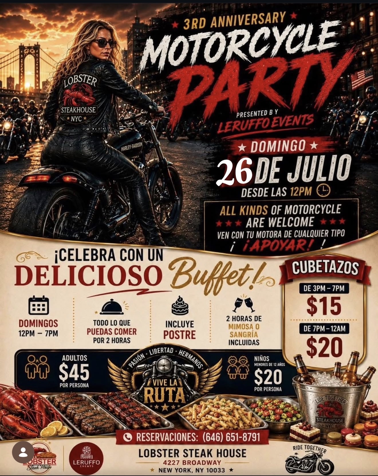 Buy tickets for MOTORCYCLE PARTY 3 And BUFFET NEW YORK MOTORCYCLE PARTY 3 And BUFFET NEW YORK