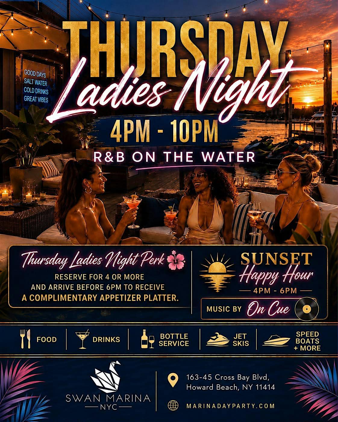 Thursday Ladies Night NYC at Swan Marina | R&B on the Water
