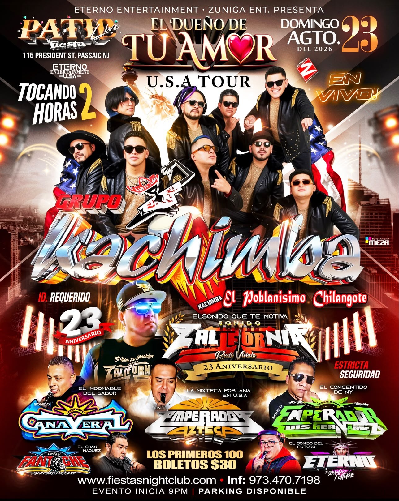 GRUPO KACHIMBA, SONIDO CALIFORNIA, CAÑAVERAL, EMPERADOR AZTECA, EMPERADOR, FANTOCHE, ETERNO