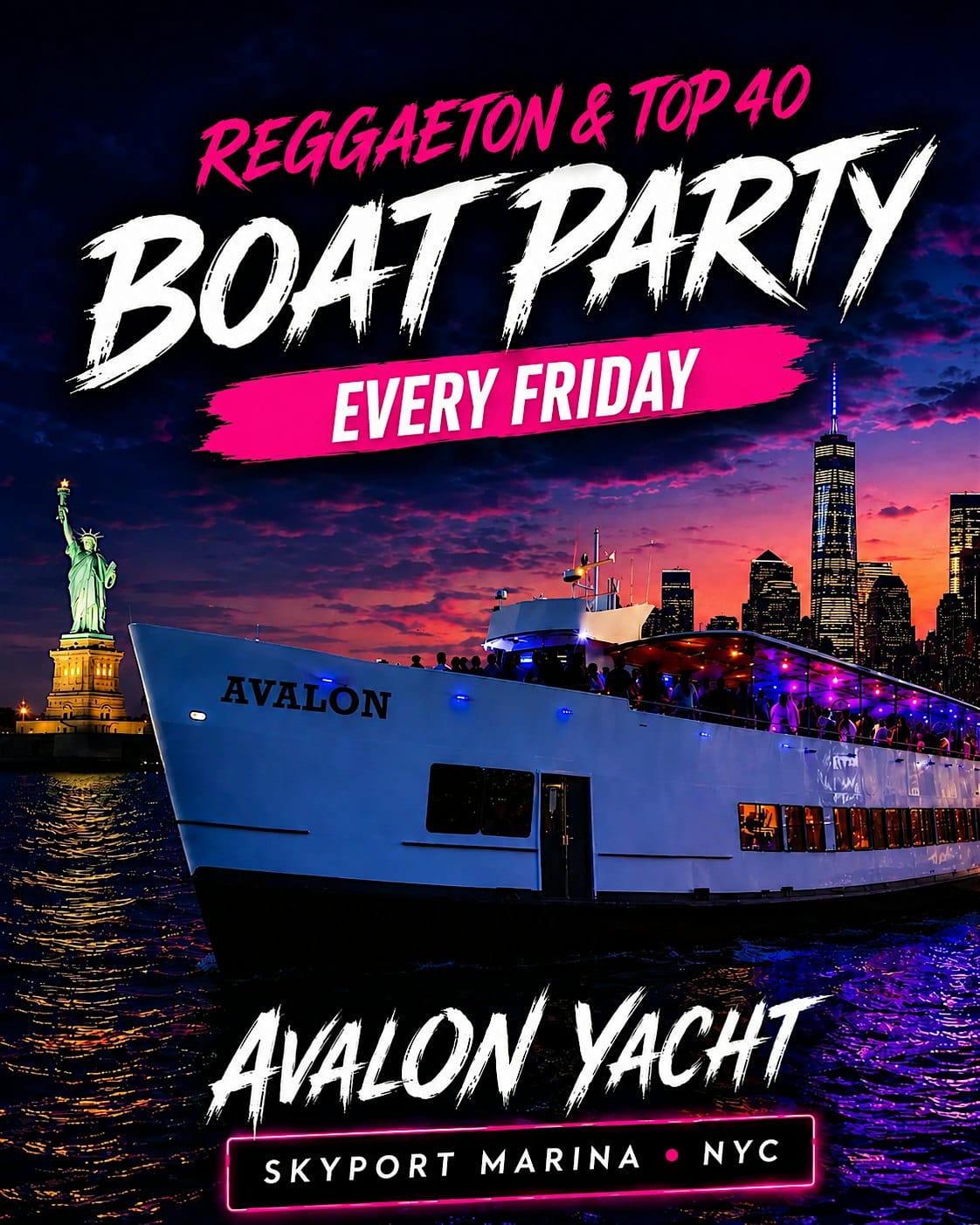 Buy tickets for Reggaeton Boat Party NYC | Avalon Yacht at Skyport Marina – Aug 14 Reggaeton Boat Party NYC | Avalon Yacht at Skyport Marina – Aug 14