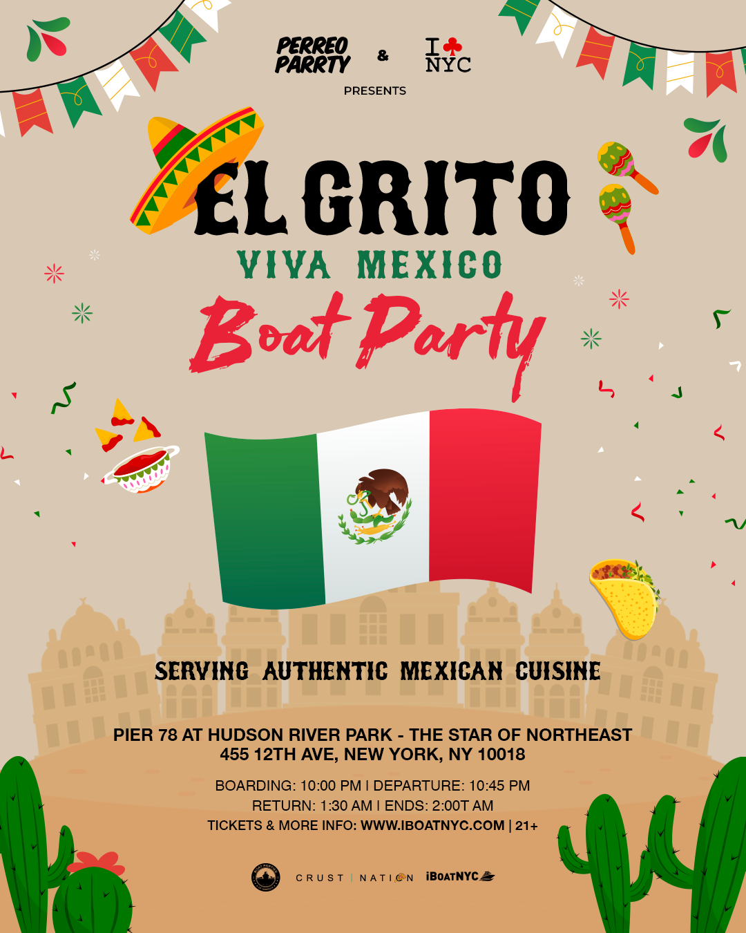EL GRITO: Mexican Independence Boat Party Yacht Cruise NYC