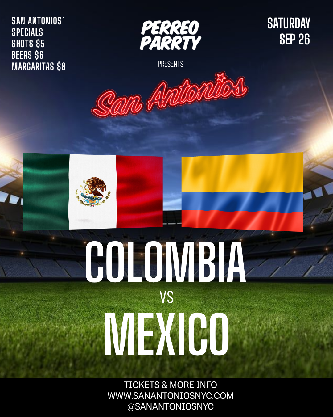 Colombia vs Mexico - Soccer Game Watch Party at San Antonios Reggaeton Bar