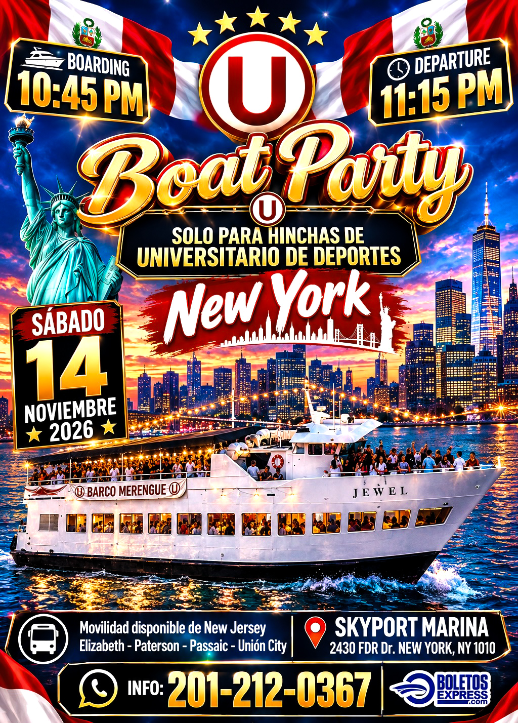 FIESTA CREMA EN BARCO - NY