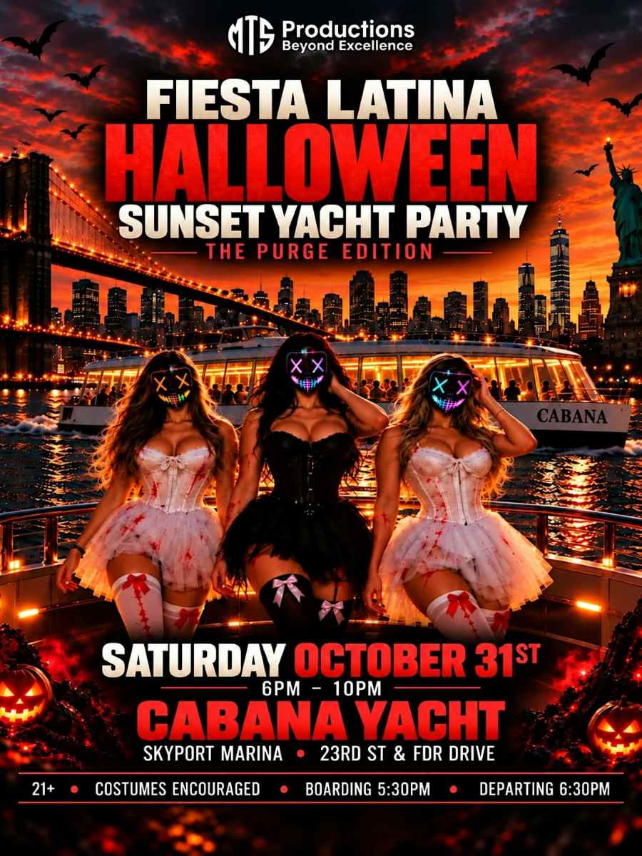 Fiesta Latina Halloween Sunset Yacht Party NYC – The Purge Edition